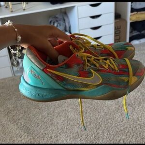 Blue and Red Athletic Shoes with Modern Design